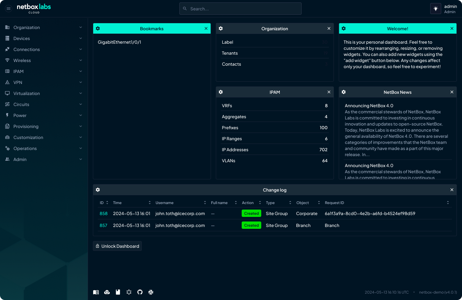 netbox dashboard